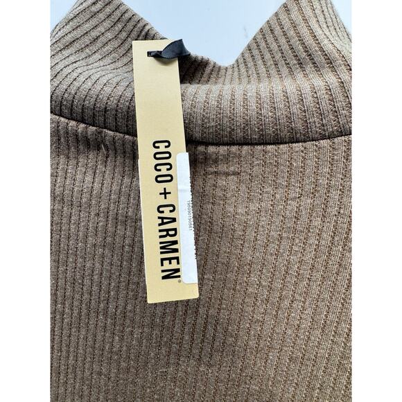 Coco+Carmen Brown Knit Ribbed Turtle Neck Women's Size XXL New With Tags - Picture 4 of 9